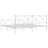 Metal Bed Frame with Headboard and Footboard White 76"x79.9" King