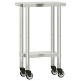 Kitchen Work Table with Wheels 21.7"x11.8"x33.5" Stainless Steel