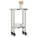 Kitchen Work Table with Wheels 21.7"x11.8"x33.5" Stainless Steel