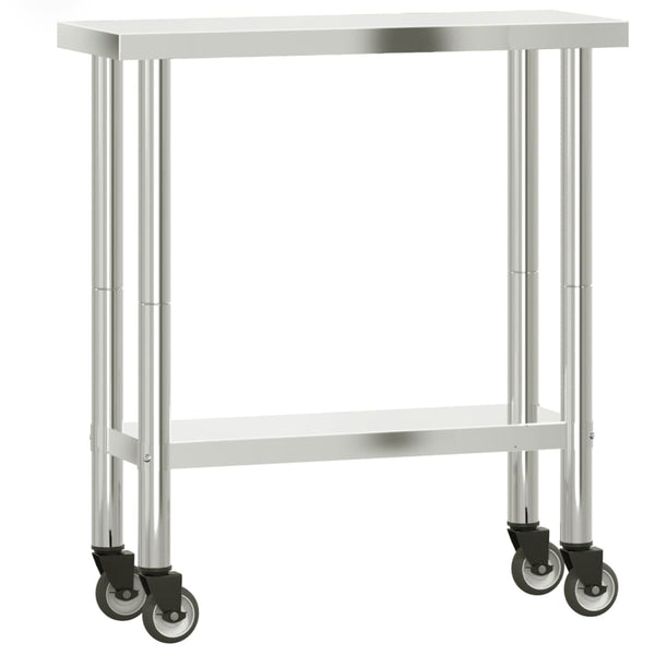 Kitchen Work Table with Wheels 32.5"x11.8"x33.5" Stainless Steel