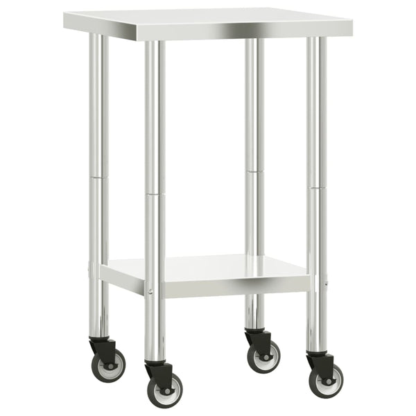 Kitchen Work Table with Wheels 21.7"x21.7"x33.5" Stainless Steel