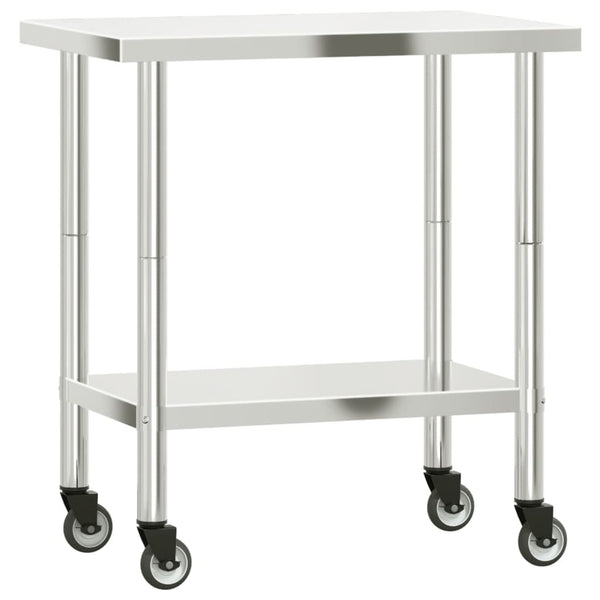 Kitchen Work Table with Wheels 32.5"x21.7"x33.5" Stainless Steel