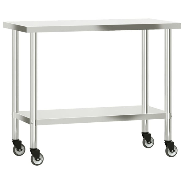 Kitchen Work Table with Wheels 43.3"x21.7"x33.5" Stainless Steel