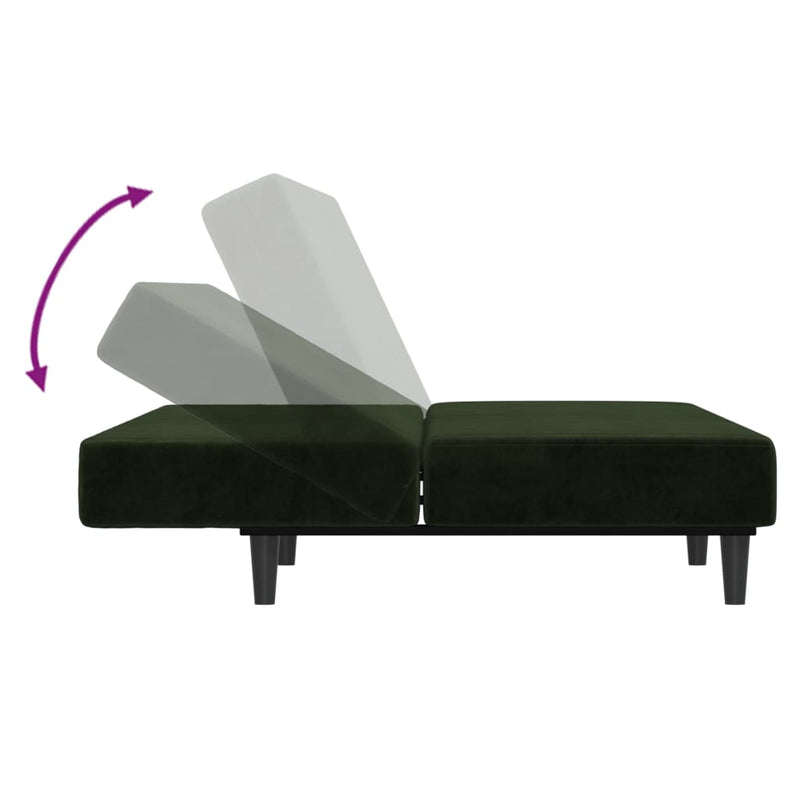 2-Seater Sofa Bed Dark Green Velvet