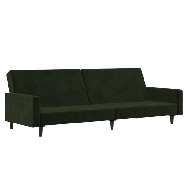 2-Seater Sofa Bed Dark Green Velvet