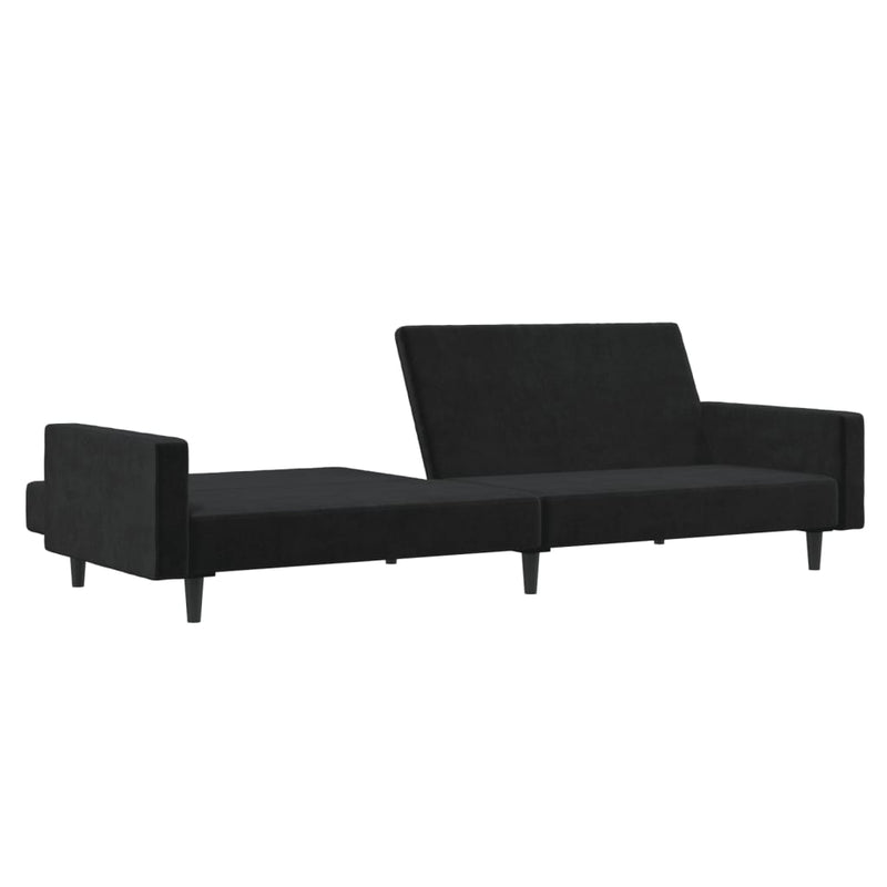 2-Seater Sofa Bed Black Velvet