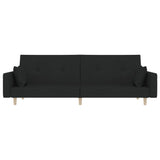 2-Seater Sofa Bed with Two Pillows Black Fabric