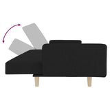 2-Seater Sofa Bed with Two Pillows Black Fabric