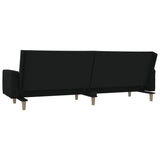 2-Seater Sofa Bed with Two Pillows Black Fabric