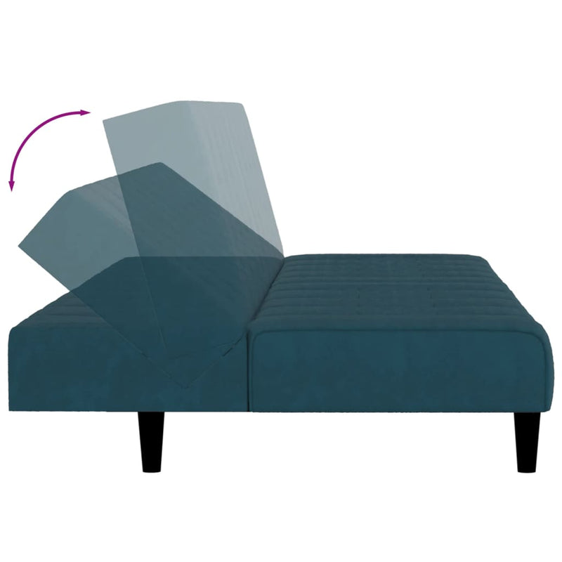 2-Seater Sofa Bed Blue Velvet