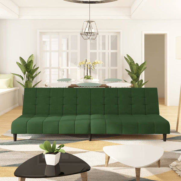 2-Seater Sofa Bed Dark Green Velvet