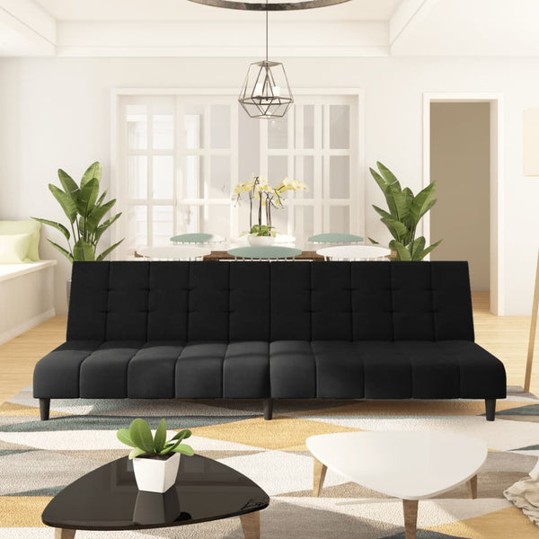 2-Seater Sofa Bed Black Velvet