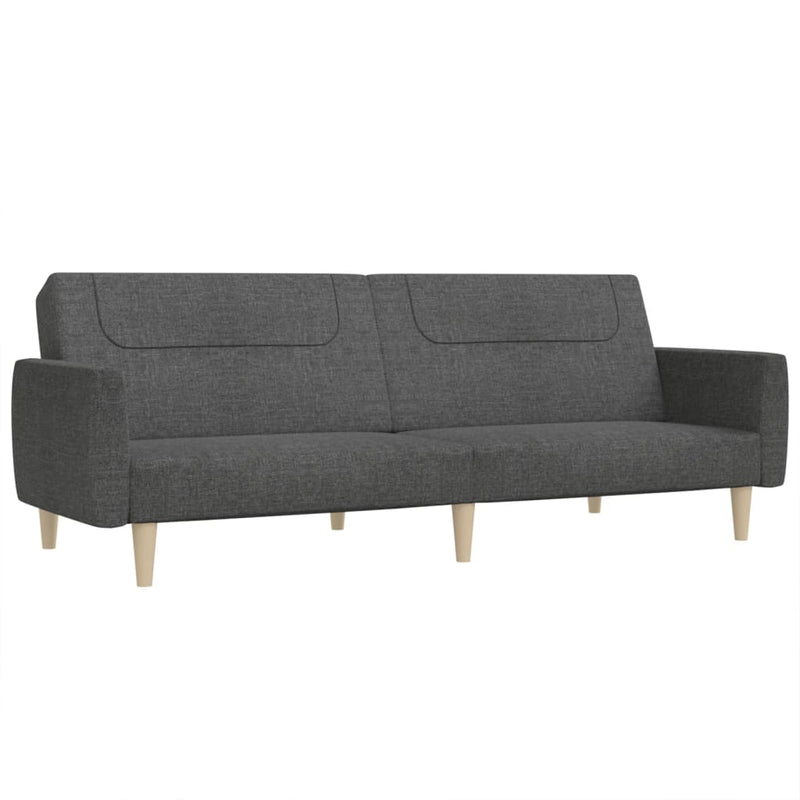 2-Seater Sofa Bed Dark Gray Fabric