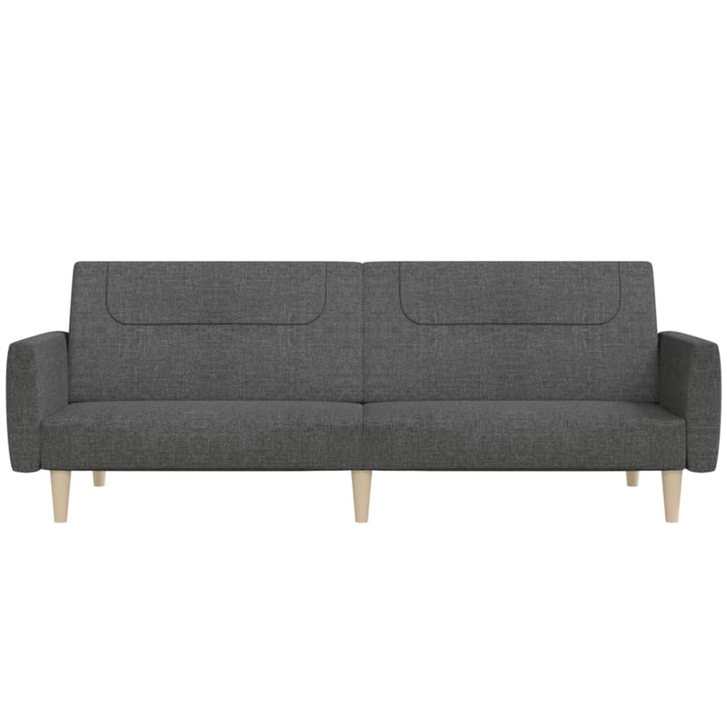 2-Seater Sofa Bed Dark Gray Fabric