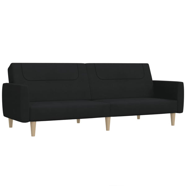 2-Seater Sofa Bed Black Fabric