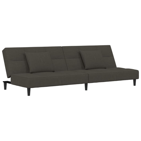 2-Seater Sofa Bed with Two Pillows Dark Gray Velvet