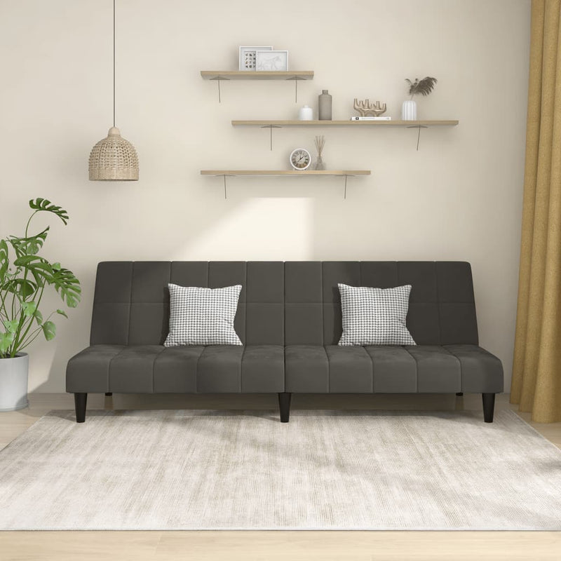 2-Seater Sofa Bed Dark Gray Velvet