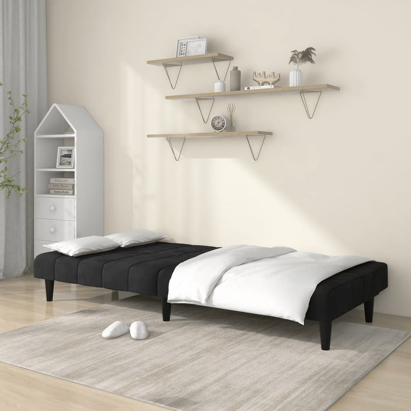 2-Seater Sofa Bed Black Velvet