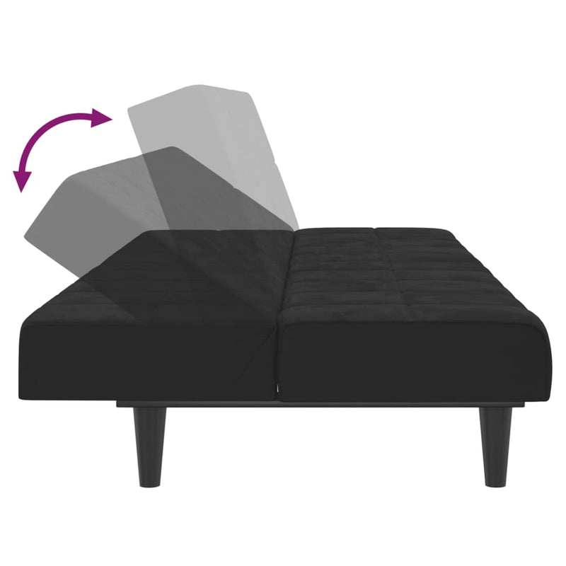 2-Seater Sofa Bed Black Velvet