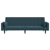 2-Seater Sofa Bed with Two Pillows Blue Velvet