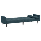 2-Seater Sofa Bed with Two Pillows Blue Velvet