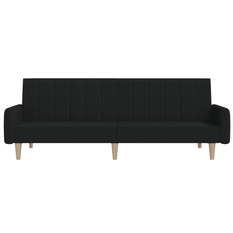 2-Seater Sofa Bed Black Fabric