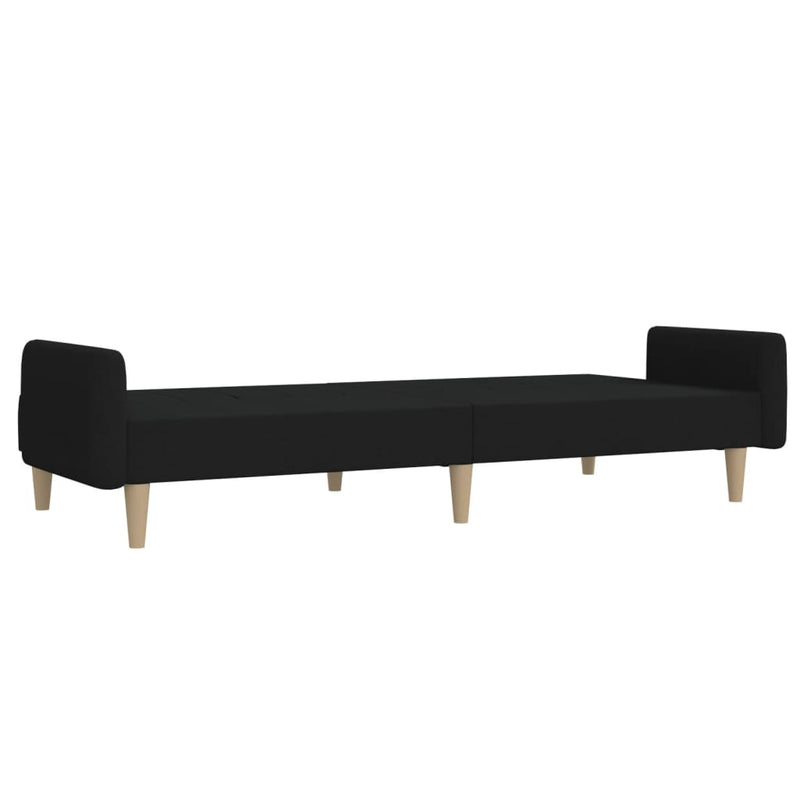 2-Seater Sofa Bed Black Fabric