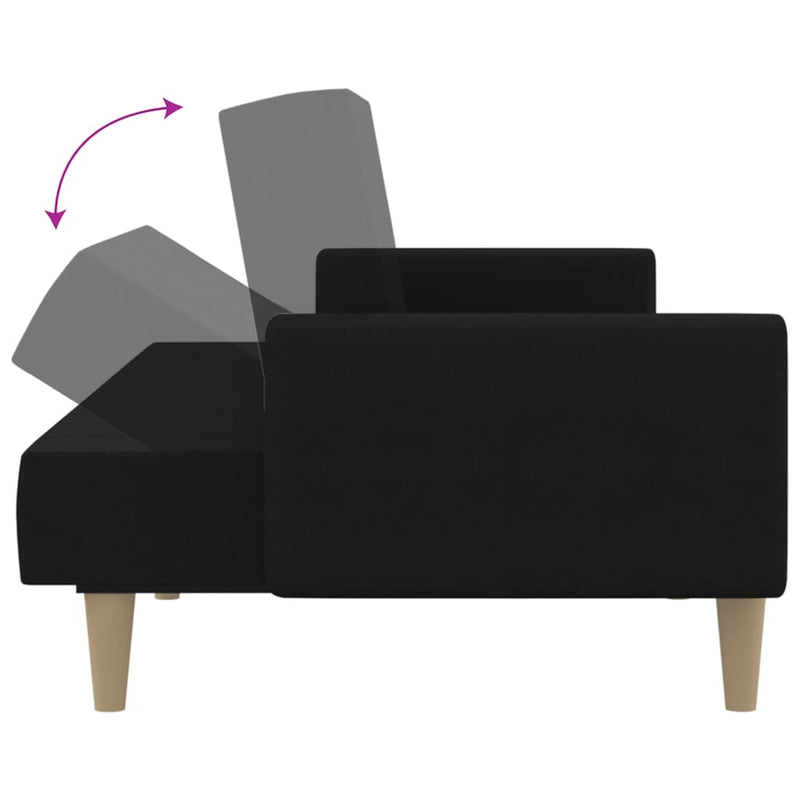 2-Seater Sofa Bed Black Fabric