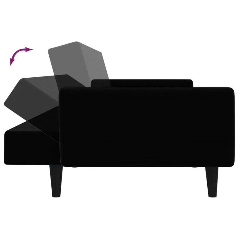 2-Seater Sofa Bed Black Velvet