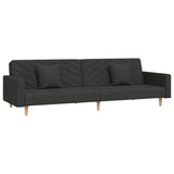 2-Seater Sofa Bed with Two Pillows Black Fabric