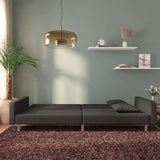 2-Seater Sofa Bed with Two Pillows Black Fabric