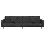 2-Seater Sofa Bed with Two Pillows Black Fabric