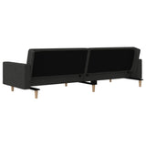 2-Seater Sofa Bed with Two Pillows Black Fabric