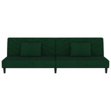 2-Seater Sofa Bed with Two Pillows Dark Green Velvet