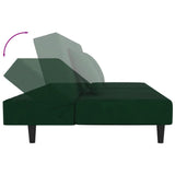 2-Seater Sofa Bed with Two Pillows Dark Green Velvet