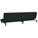 2-Seater Sofa Bed with Two Pillows Dark Green Velvet