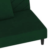 2-Seater Sofa Bed with Two Pillows Dark Green Velvet