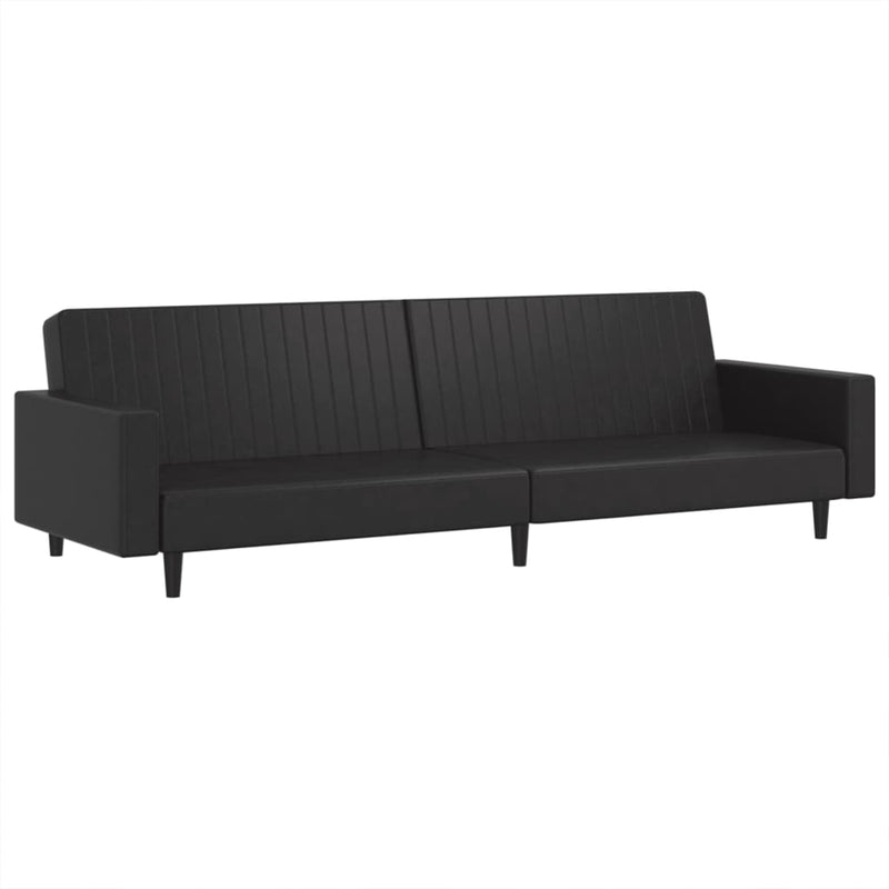 2-Seater Sofa Bed Black Faux Leather