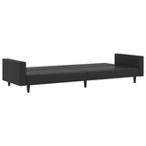 2-Seater Sofa Bed Black Faux Leather