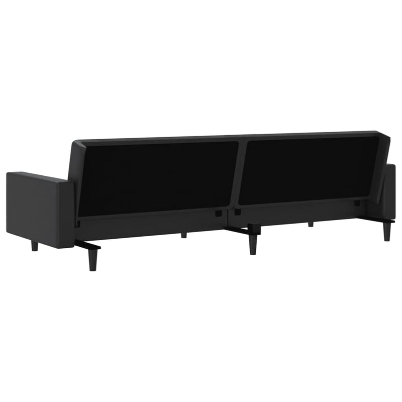 2-Seater Sofa Bed Black Faux Leather