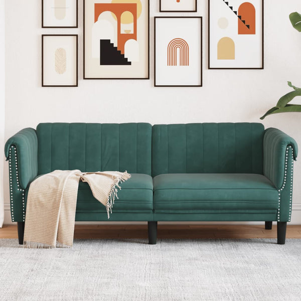 Sofa 2-Seater Dark Green Velvet