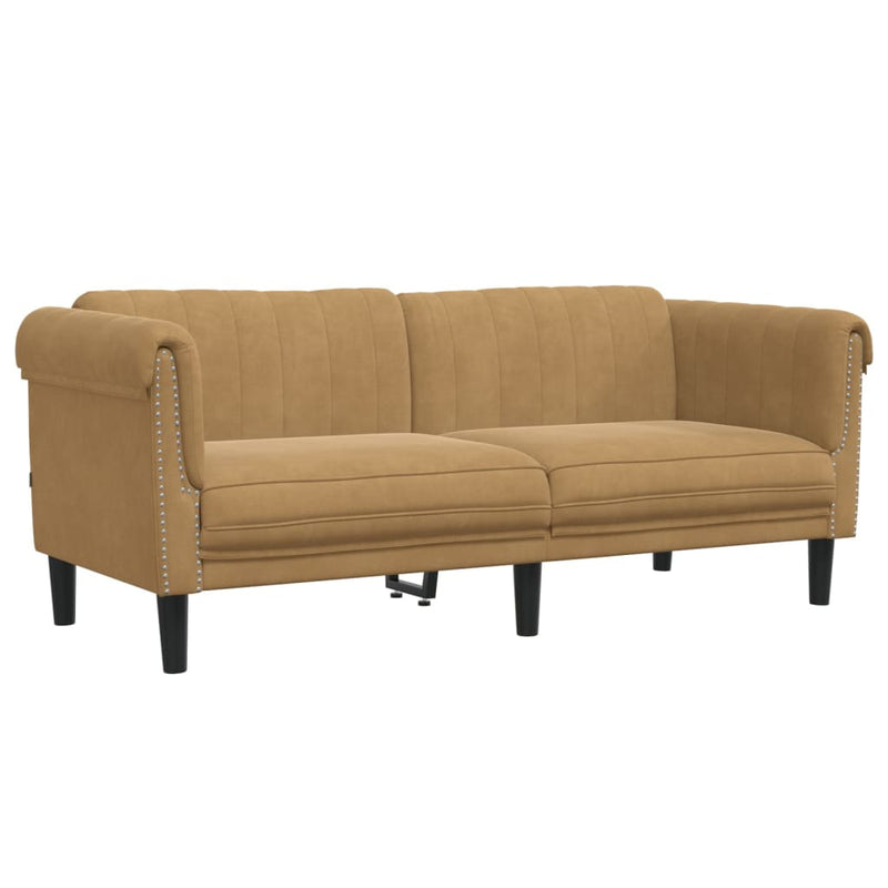 Sofa 2-Seater Brown Velvet