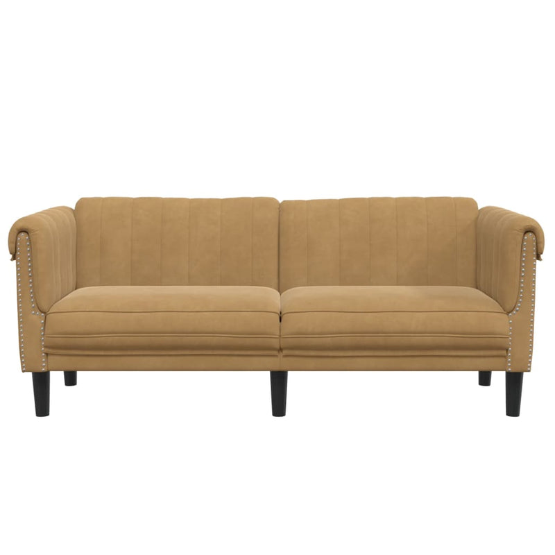 Sofa 2-Seater Brown Velvet