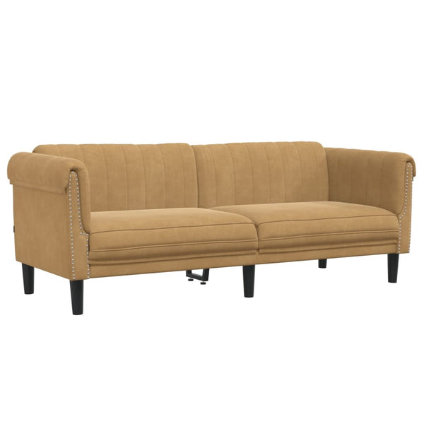 Sofa 3-Seater Brown Velvet