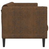 Sofa 3-Seater Brown Faux Suede Leather