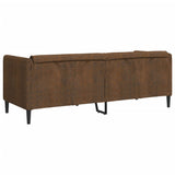 Sofa 3-Seater Brown Faux Suede Leather