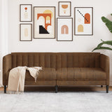 Sofa 3-Seater Brown Faux Suede Leather