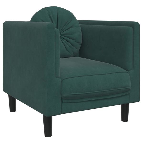 Sofa Chair with Cushion Dark Green Velvet