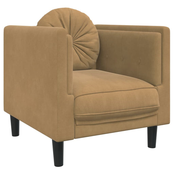 Sofa Chair with Cushion Brown Velvet