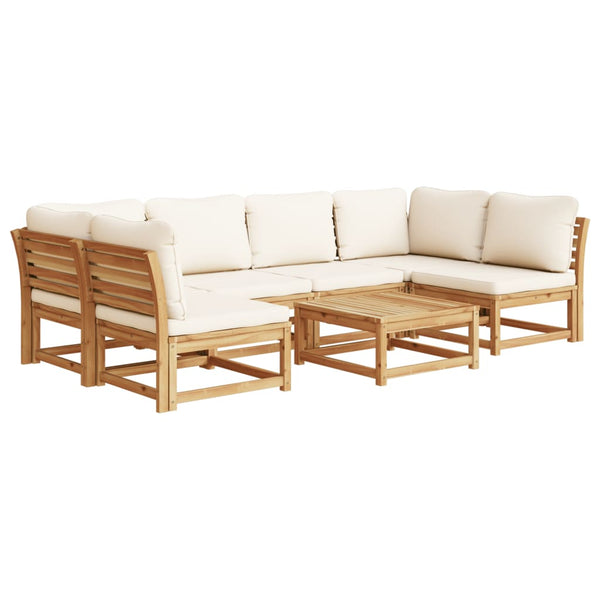 7 Piece Patio Lounge Set with Cushions Solid Wood Acacia